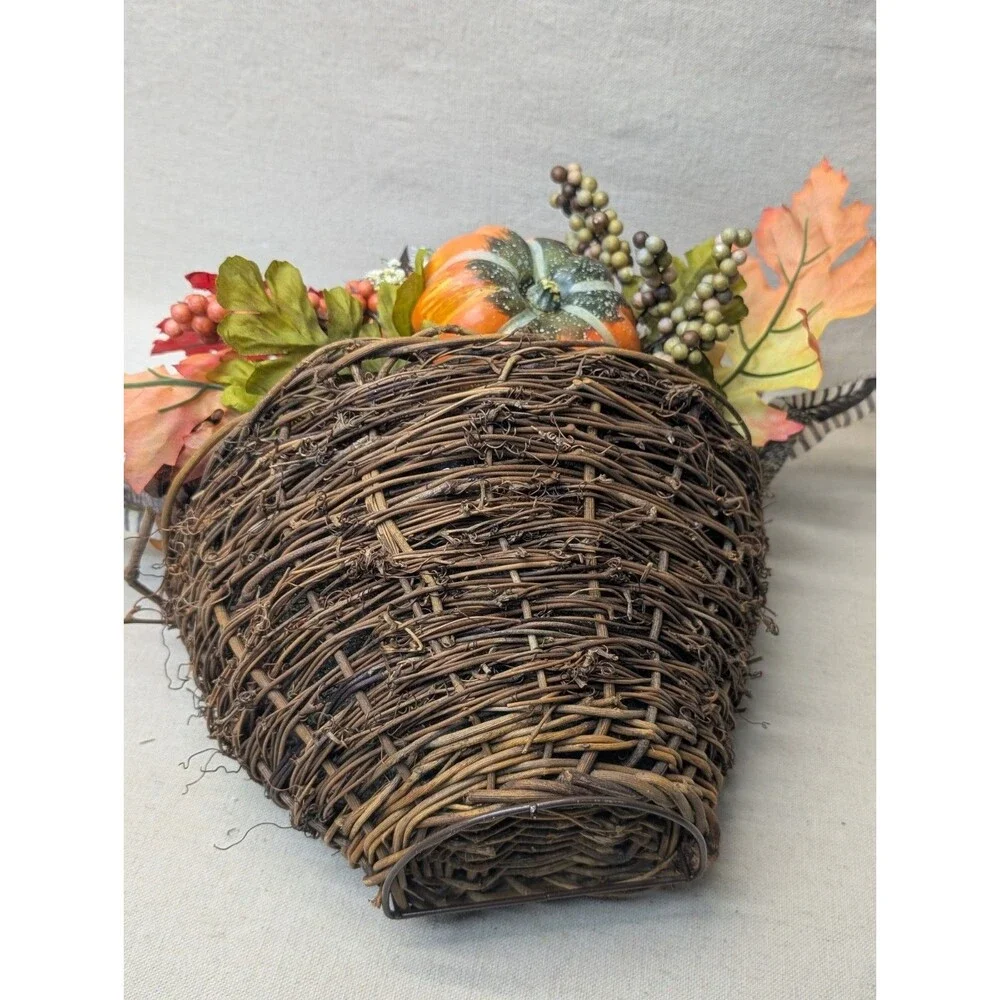 Nearly Natural Faux Pumpkin & Berry Hanging Basket 14